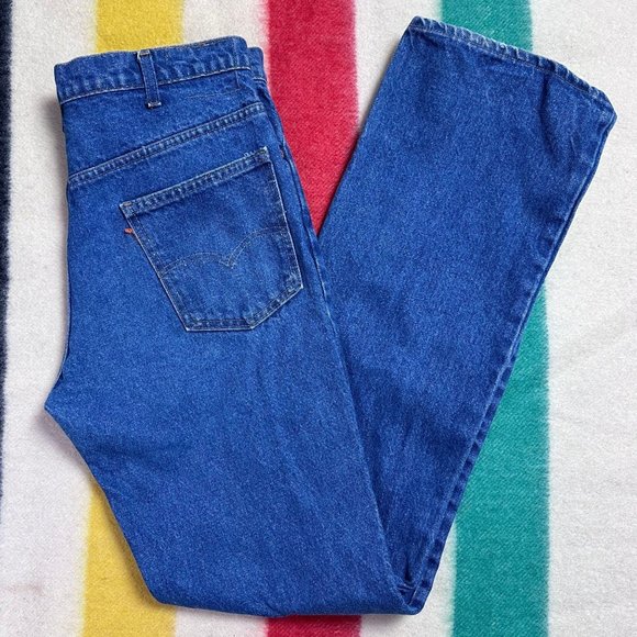 Vintage 1980s Levi’s Saddleman 517 Blue Jeans, 35"x35", Orange Tab